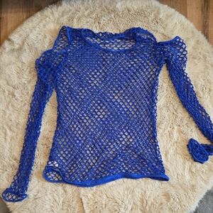 Luli Fama Blue Mesh Women's Top